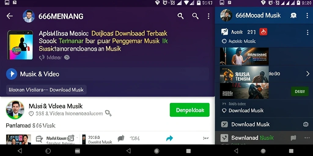 Tampilan antarmuka aplikasi 666MENANG untuk Download Musik yang intuitif.