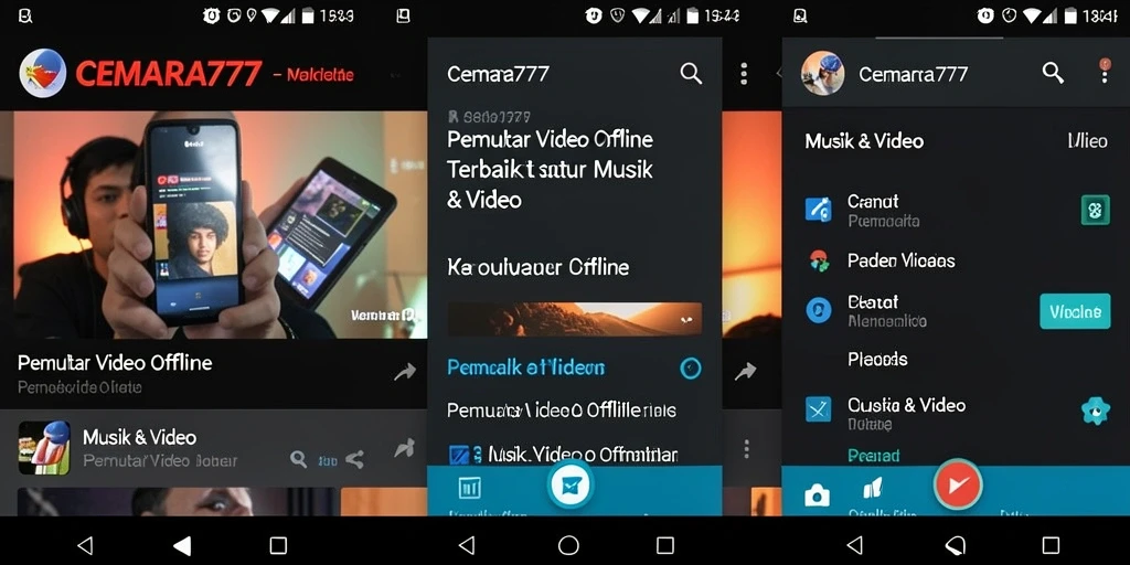 Antarmuka CEMARA777 yang intuitif untuk pemutar video offline.