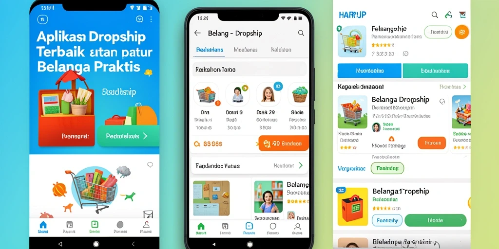 Antarmuka menarik dan mudah digunakan untuk aplikasi Dropship.