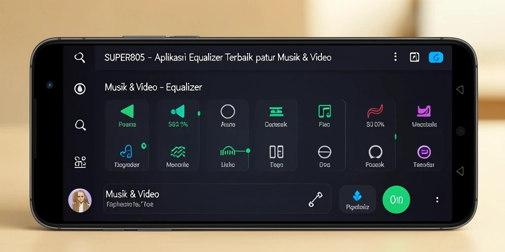 Tampilan antarmuka SUPER805 yang menunjukkan fungsi Equalizer dalam aksi.